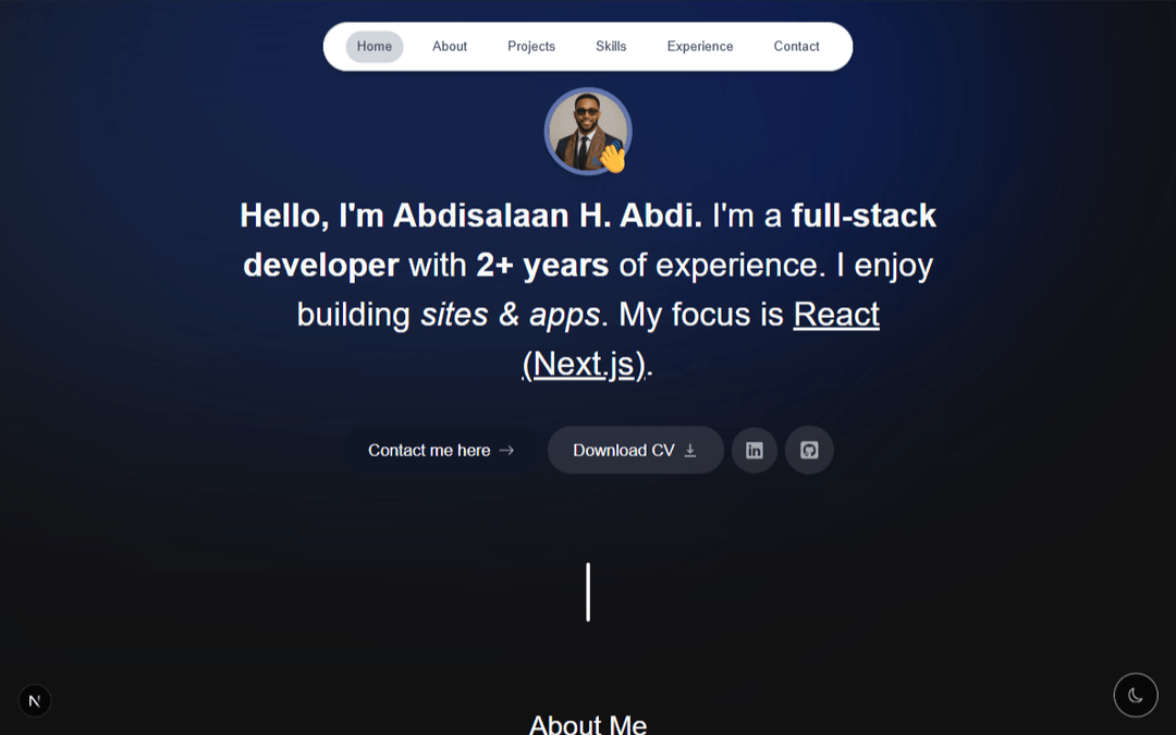 Screenshot of MyWebsite project